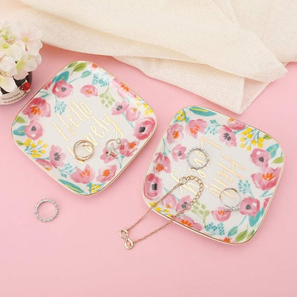 Stephanie Imports Hello Lovely Ceramic Trinket Plate and Decorative Jewelry Dish