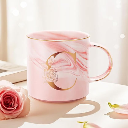 Valentines Day Gifts for Her, Anniversary Birthday Galentines Gifts for Women Mom Grandma Friend Sister Wife Teacher Coworker, Personalized Initial Customized Gift Monogrammed A-Z Coffee Mug 12 OZ(C)