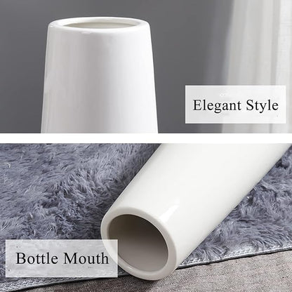 Ceramic Floor Vase, GDSZJLJ 17.7" Tall White Large Decorative Vases for Modern Home Decor, Living Room, Minimalist Style Big Flower Vase for Pampas Grass, Flowers, Twigs, Office, Bedroom Décor