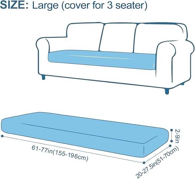 Smiry Printed Couch Cushion Covers, Stretch Soft Couch Covers for Sofa, Washable Non-Slip Sofa Slipcover Furniture Protector for Indoor and Outdoor (Large, Grey)