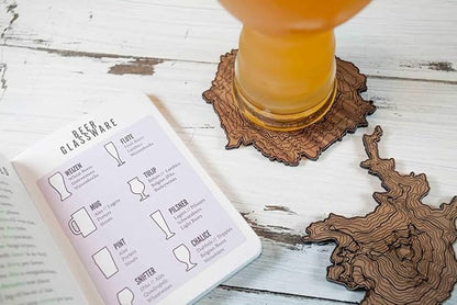 Pacific Northwest Wooden Coasters | Mt. Rainier, Mt. Hood, Mt. Baker, Mt. Bachelor and Mt. St. Helens | Coasters Made Using Real Walnut Wood in the USA [coasters]