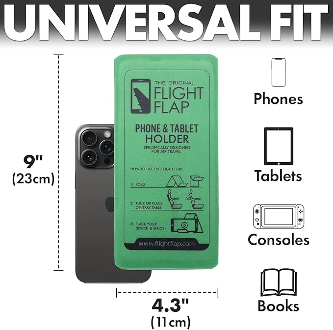 Airplane Phone Holder, Flexible Cell Phone Holder, Folding Cellphone Stand for Desk, Bed, Office, Treadmill - Airplane Gadgets for Long Travel Accessories - Plane Essentials (Green)