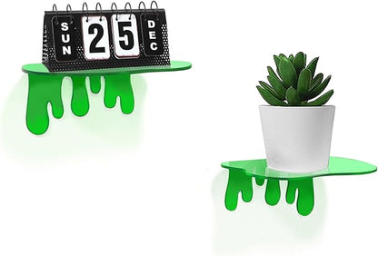 SetGame 2-Pack Acrylic Small Wall Shelves - 7 Inch Floating Shelf for Walls, Home Wall Display Ledges for Storage, Room Décor, Small Album & Items Organizer Display