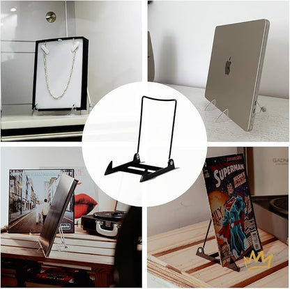 KINGDOM SOLUTIONS MADE IN USA 12-Pack Adjustable Acrylic Easels - Plate Stand - Sturdy Book Stand for Art, Pictures, Plates, Frames - Unique on the Market