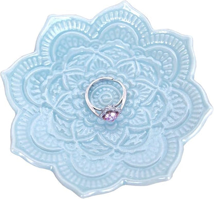 PUDDING CABIN Blue Mandala Ring Dish, Birthday Gift for Friend Female Women Mom Girls