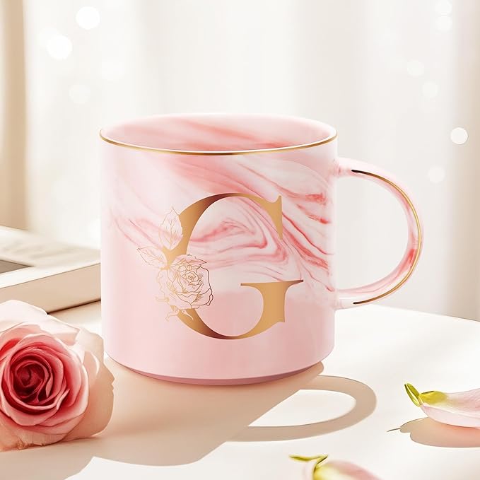 Valentines Day Gifts for Her, Anniversary Birthday Galentines Gifts for Women Mom Grandma Friend Sister Wife Teacher Coworker, Personalized Initial Customized Gift Monogrammed A-Z Coffee Mug 12 OZ(G)