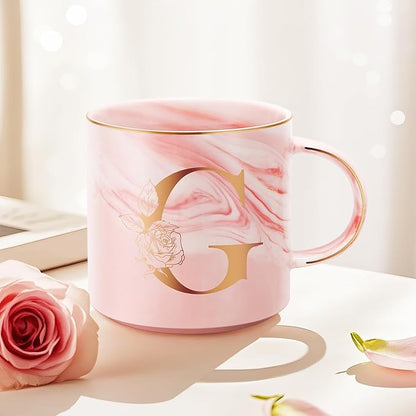 Valentines Day Gifts for Her, Anniversary Birthday Galentines Gifts for Women Mom Grandma Friend Sister Wife Teacher Coworker, Personalized Initial Customized Gift Monogrammed A-Z Coffee Mug 12 OZ(G)