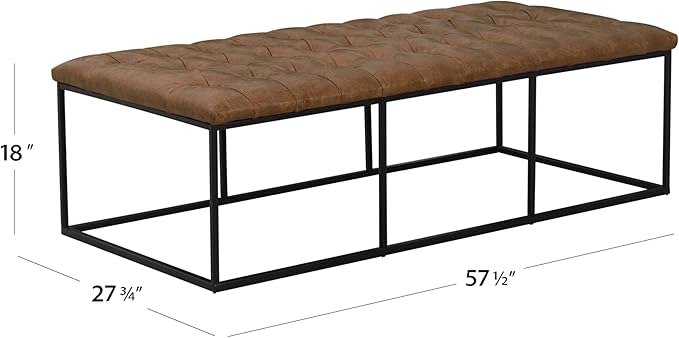 Homepop Home Decor | Large Upholstered Bench | Bench Ottoman with Storage for Living Room & Bedroom | Decorative Home Furniture (Light Brown PU Leather)