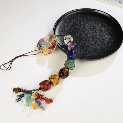 Handmade Crystal Window Car Hanging Ornaments 7 Chakra Home Decoration Feng Shui Ornament Car Decoration Christmas Decorations Ornaments (Chakra- Heart Shape)