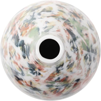 Howard Elliott Jardin Colore Multicolor Ceramic Short Vase with Glossy Finish, Modern Abstract Accent Home Decoration Vase for Table Centerpiece, Flowers, Bookshelf & Living Room, 14.5 x 5 x 5 Inch