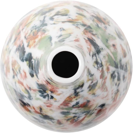 Howard Elliott Jardin Colore Multicolor Ceramic Short Vase with Glossy Finish, Modern Abstract Accent Home Decoration Vase for Table Centerpiece, Flowers, Bookshelf & Living Room, 14.5 x 5 x 5 Inch