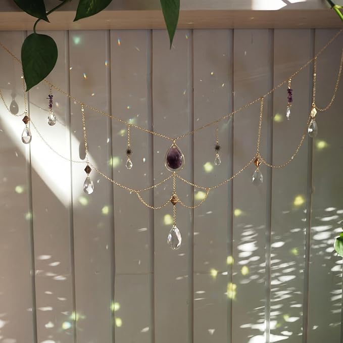 Domensi Crystal Sun Catcher for Windows Hanging Decor Colorful Crystal Suncatcher with Chain Pendant Ornaments Hanging Crystals Prism Rainbow for Indoor Outdoor Home Garden Wedding Party Decor Gifts