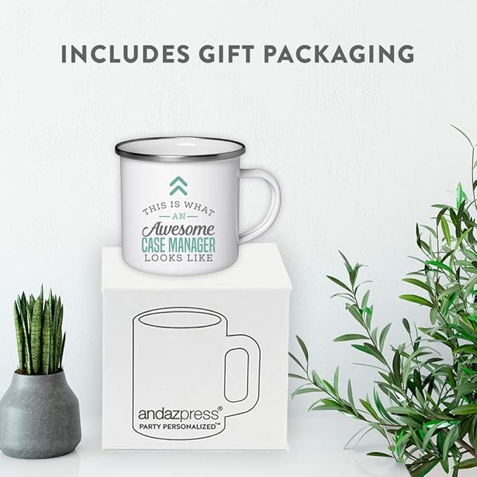 Andaz Press 11oz. Stainless Steel Campfire Coffee Mug Gift, This is What an Awesome Case Manager Looks Like, 1-Pack, Birthday Gift Ideas Coworker Him Her, Includes Gift Box