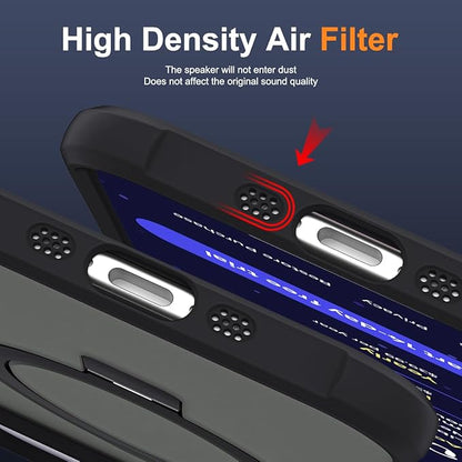Compatible with iPhone 17 Air Case with Invisible Magnetic O-Ring Stand Military-Grade Translucent Phone Case for iPhone 17 Air 6.5" [Compatible with Mag-Safe][Great Grip Feeling], Black