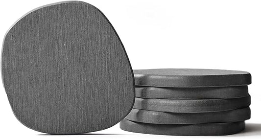 Diatomaceous Earth Coasters Set of 6 for Drinks, Moisture Water Absorbent Stone Coasters for Table Desk at Work, Water Absorbing Instant Drying Diatomite, Modern Deep Grey