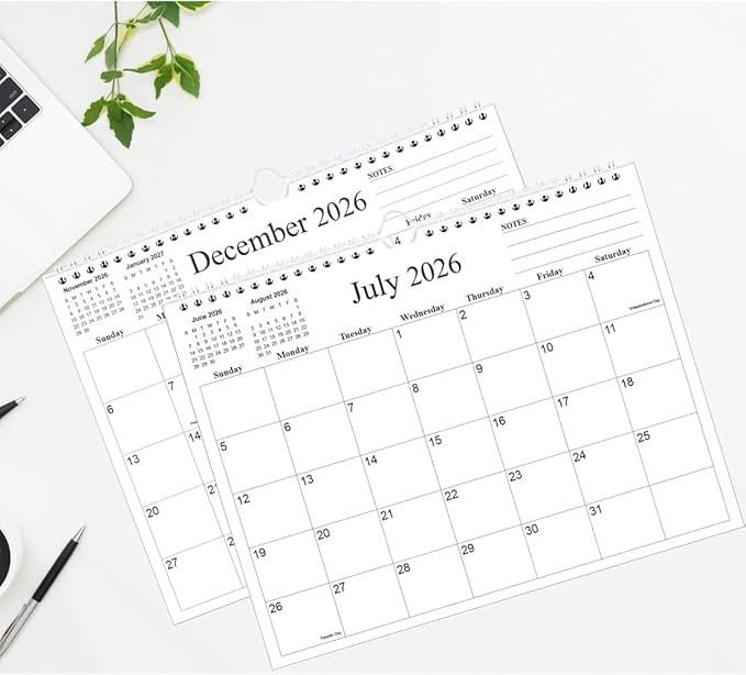 2026 Calendar - 18 Months Calendar 2026 from January 2026 to June 2027, Wall Calendar 2026 with Thick Paper for Home/Office/School, 8.5" x 11", Black