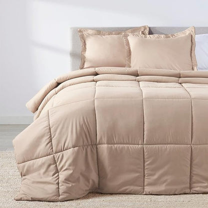 PeachSkinSheets Night Sweats: The Original 1500TC Soft Super Queen Oversized Comforter Set Toasted Marshmallow