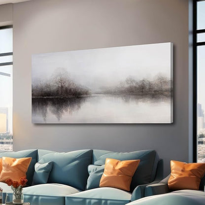CHUDANHAO Wall Art for Living Room Large Wall Decor Abstract Pictures Black And White Artwork Landscape Poster Art for Home Office 24"x48"