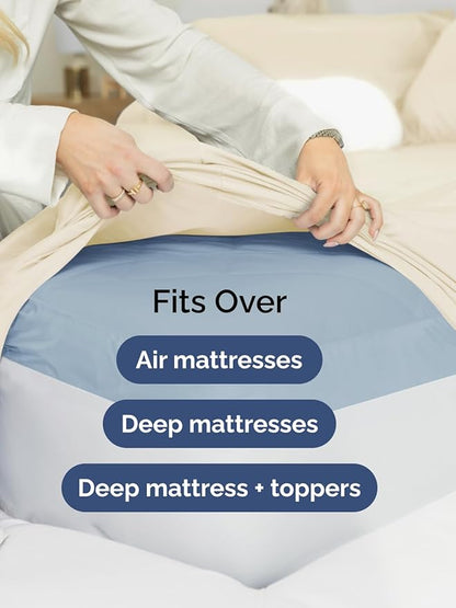 Extra Deep King Sheet Set - 6 Piece Breathable & Cooling Sheets - Hotel Luxury Bed Sheets Set - Easy & Secure Fit - Soft, Wrinkle Free & Comfy Sheets Set - Off White Sheet Set with Extra Deep Pockets