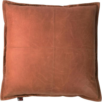 D DOLLY LAMB Lambskin Leather Pillow Cover - Sofa Cushion Case - Decorative Throw Covers for Living Room & Bedroom, 20x20 Inches - Orange Crunch Box Pack of 1