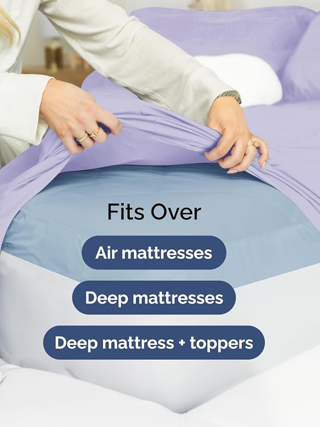 Extra Deep Twin XL Sheet Set - 4 Piece Breathable & Cooling Sheets - Hotel Luxury Bed Sheets Set - Easy & Secure Fit - Soft, Wrinkle Free & Comfy Sheets Set - Lavender Sheet Set w/Extra Deep Pockets
