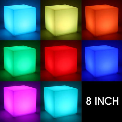 Frienda 4 Pcs Light up Cubes Cool Cosmic Cube Lights 16 Colors LED Mood Lamp Waterproof LED Light Cube for Nursery Home Patio Party Decor (8 Inch)
