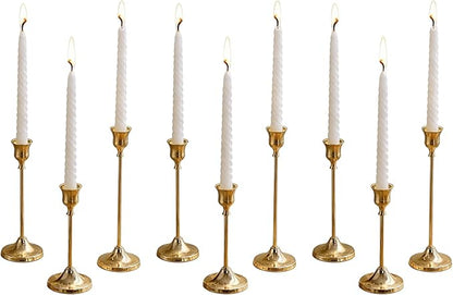 3 Sets(9 Pcs) Gold Candlestick Holders - Brushed Metal Taper Candle Holders with Anti-Slip Base, Vintage Brass Candle Stick Holder for Wedding Centerpieces, Dining Table, Fireplace & Mantel Dec