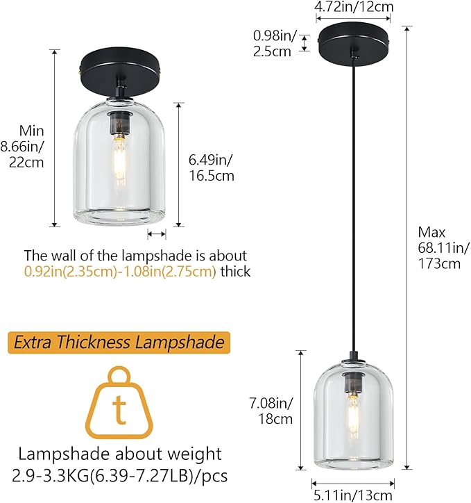 Modern Black Pendant Lights Kitchen Island Chandelier Indoor Crystal Hanging Light Fixtures for Dining Room Living Room Bedroom Bar（3Pack）