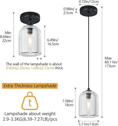 Modern Black Pendant Lights Kitchen Island Ceiling Chandelier Indoor Crystal Hanging Light Fixtures for Dining Room Kitchen Living Room Bedroom（2Pack）