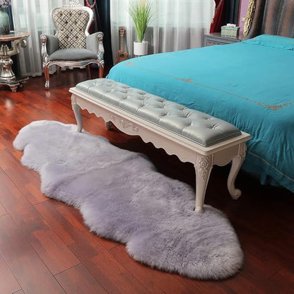 LLB Genuine Sheepskin Area Rug Wool Rug Fur Carpet Fluffy Shaggy Fur Rug for Living Room Kids Bedroom Real Sheepskin Throw Lambskin Rugs Sofa Mat Chair Seat Covers (Taro Purple, 2 x 6 ft Sheepskin)
