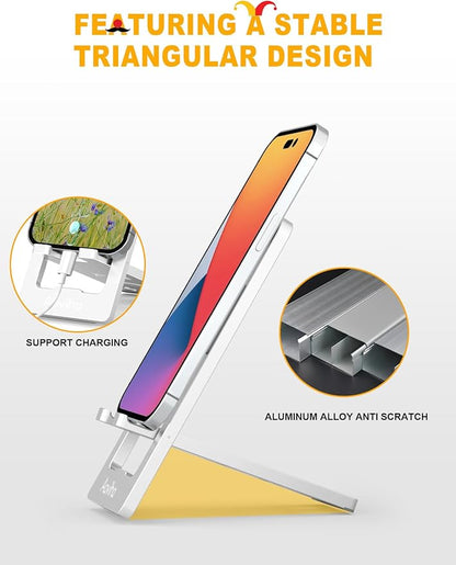 Ultra - Thin Portable Phone Stand: Foldable & Space - Saving, Fits 3.7-7 inch Devices, Silver