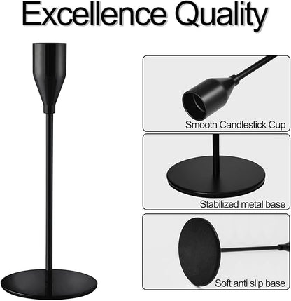 Black Taper Candle Holders for Wedding Table Centerpiece,Tall Taper Candlestick Holders Bulk Set of 27,Metal Candle Stick Holder Decor for Table or Mantel Centerpiece, Dinning, Party Home Decor