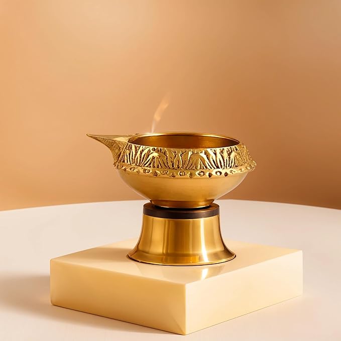 Brass Diya for Puja Kuber Diya [ Pack of 8 ] - Handmade Indian Puja Oil Lamp for Diwali Decorations - Diwali Diyas Indian Return Gifts [ Size 2.5 inch, Small ] Hashcart®