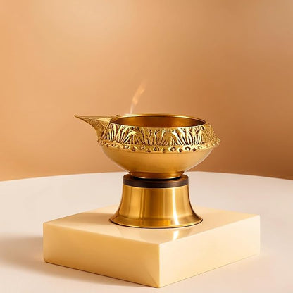 Brass Diya for Puja Kuber Diya [ Pack of 8 ] - Handmade Indian Puja Oil Lamp for Diwali Decorations - Diwali Diyas Indian Return Gifts [ Size 2.5 inch, Small ] Hashcart®
