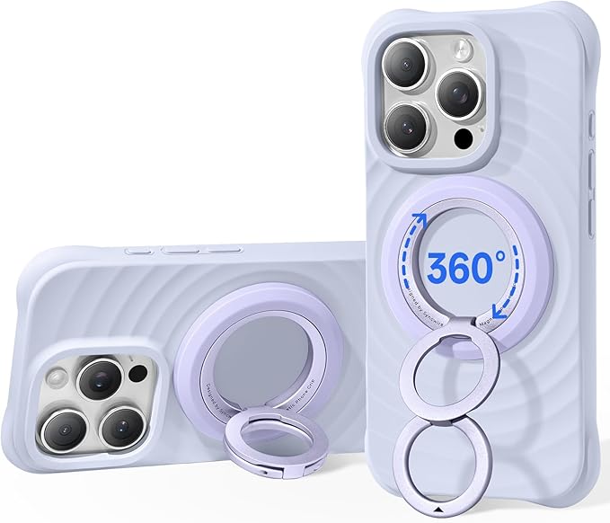 SYNCWIRE for MagSafe Ring Phone Holder, 360° Rotation Magnetic Cell Phone Grip Dual-Sided Magnets Phone Ring Kickstand Compatible with iPhone 17 16 15 14 13 12 Pro Max MagSafe, Android, Samsung etc.