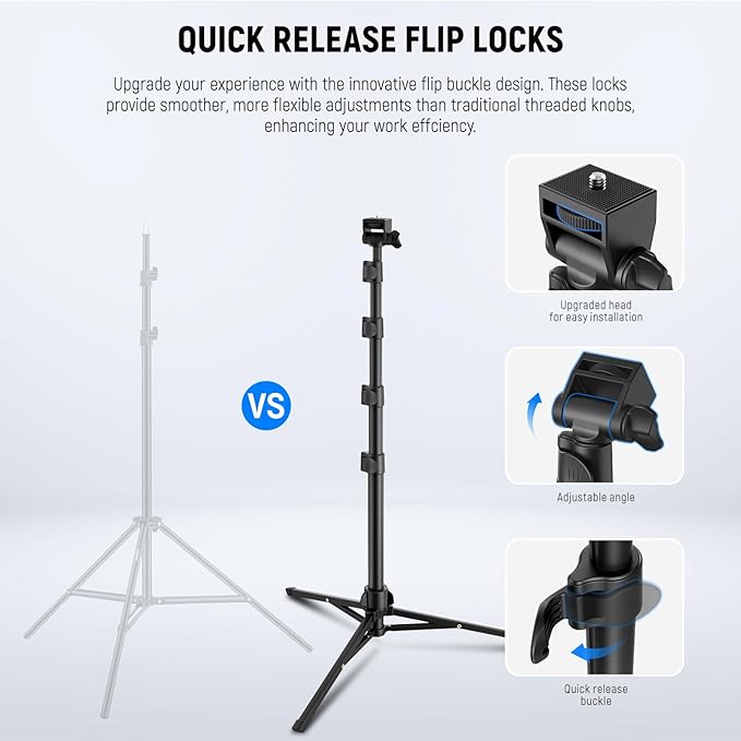 NEEWER Basic Phone Tripod for iPhone & Camera w/Remote & Phone Holder, 66" Metal Selfie Stick Travel Vlog Cell Phone Stand, Portable Camera Cellphone Holder Mount for Video Recording Filming, TS03