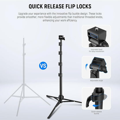 NEEWER Basic Phone Tripod for iPhone & Camera w/Remote & Phone Holder, 66" Metal Selfie Stick Travel Vlog Cell Phone Stand, Portable Camera Cellphone Holder Mount for Video Recording Filming, TS03