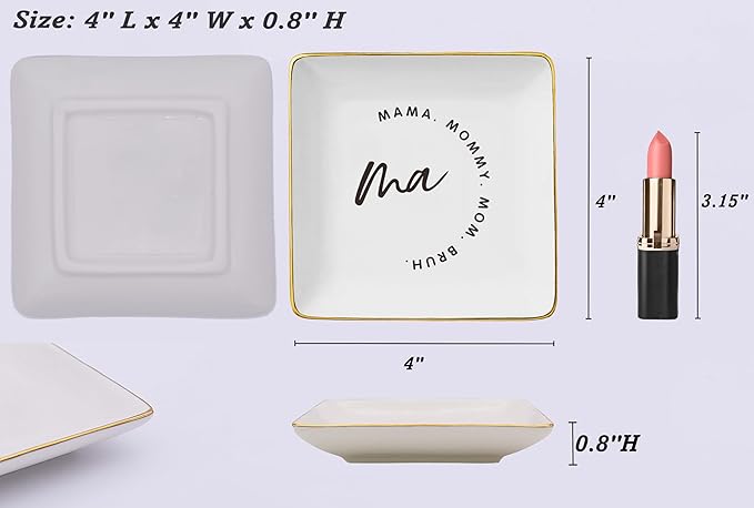 Funny Mom Gift From Daughter Son,Mother's Day Gifts for Mom-Birthday Thanksgiving New Year Christmas Gifts for Mom-Best Friend Mom-Mama Mommy Mom Bruh-Ceramic Jewelry Tray Trinket Holder Ring Dish