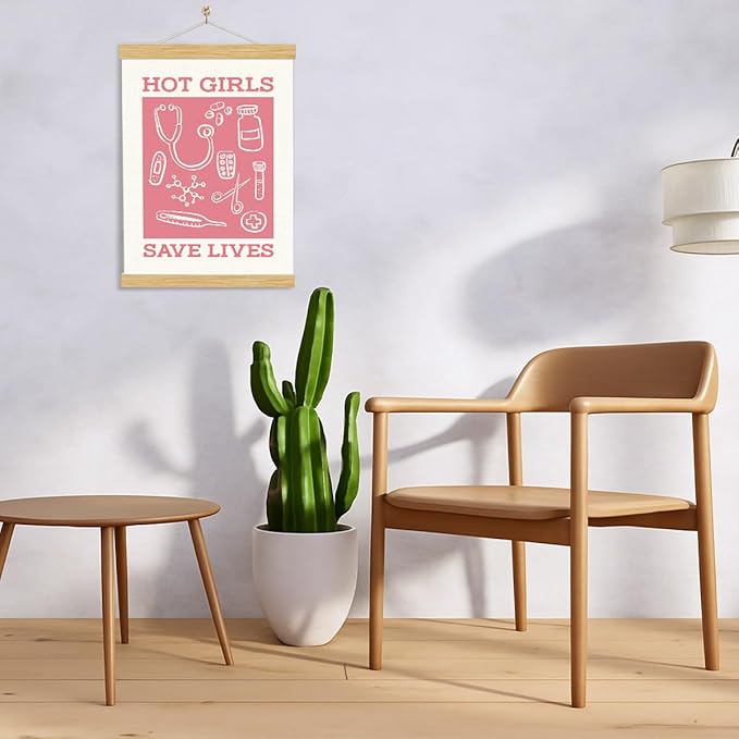 YGSDZY Rustic Hanging Canvas Poster, Hot Girls Save Lives Poster, Healthcare Hanging Posters, Wall Decor Art, Appreciation Gift for Nurse Doctor Women, Girls Gift, 11.8 * 15.7