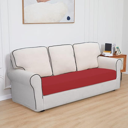 Easy-Going 100% Waterproof Oversized Sofa Seat Cushion Slipcovers Couch Cushion Cover Stretch Furniture Protector for Kids, Pets (Oversized Sofa Cushion, Christmas Red)