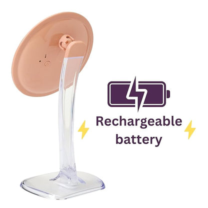 JERDON Lighted Tabletop Makeup Mirror - Makeup Mirror with 5X Magnification in Rose Gold Finish - 7.25-inch Round Vanity Mirror - Model JS725RL