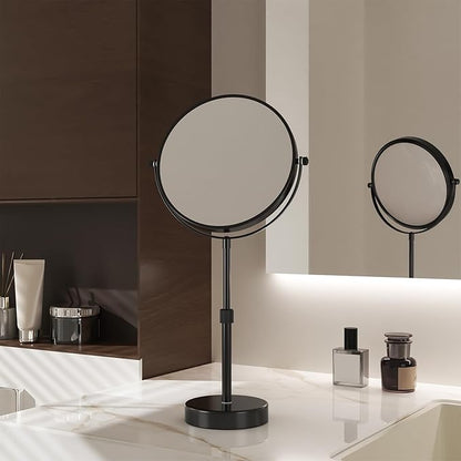 Nicesail 19 Inch Tall Makeup Mirror with 10X Magnification, 8 Inch Magnifying Mirror Tabletop with Pedestal, Height Adjustable Black (8 Inch, 10X)