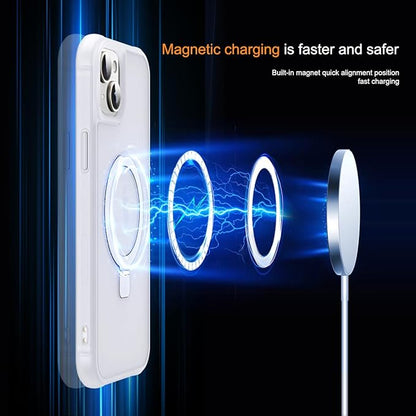 Compatible with iPhone 15 Plus Case with Invisible Magnetic O-Ring Stand Military-Grade Phone Case for iPhone 15 Plus 6.7" [Compatible with Mag-Safe][Great Grip Feeling],Translucent