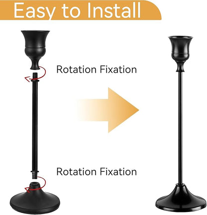 Taper Candle Holders, Tall Vintage Metal Candlestick Holders, 12 PCS Black Candle Sticks Holders for Home Decor Table Centerpiece Wedding Housewarming Festival, Black, 4 Sets (12 pcs)