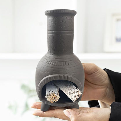 Ceramic Chimney Incense Burner Palo Santo Sticks Holder Sage Burner Holder Incense Cones for Yoga Studio Living Room Home Decor,Black