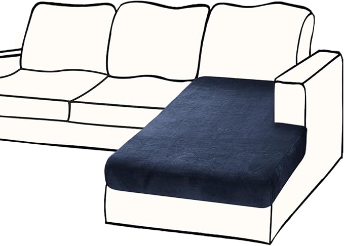 Couch Cover 1 Piece Chaise Lounge Cover Velvet Sectional Couch Cushion Covers Separate L Shape Sofa Slipcovers Furniture Protector for Dogs Pets (Chaise or Sofa 3-Seater, Navy)