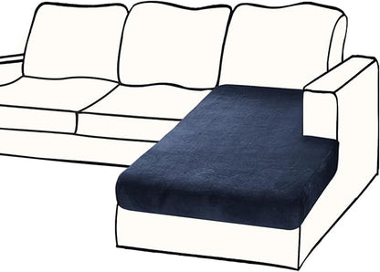 Couch Cover 1 Piece Chaise Lounge Cover Velvet Sectional Couch Cushion Covers Separate L Shape Sofa Slipcovers Furniture Protector for Dogs Pets (Chaise or Sofa 3-Seater, Navy)