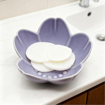 Purple Flower Ring Dish Jewelry Tray, Ceramic Jewelry Dish, Small Trinket Dish, Nightstand Bathroom Decor Ring Holder, Jewlery Plate Bowl for Christmas Friendship Birthday Gifts for Women Mom