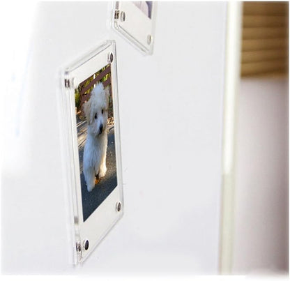 FoRapid 3" Dual Sided Clear Acrylic Refrigerator Magnetic Photo Frame, Frameless Display Compatible with Fujifilm Mini 9 8 8+ 2x3 Photo