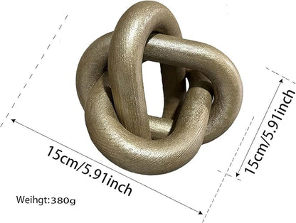 Wood Knot Decor -Coffee Table Decor Shelf Decor Table Books Hand Carved Home Decoration Boho Country Rustic Modern Shabby Chic Style 3 Link Wooden Knot Chain Link Decor (Champagne)